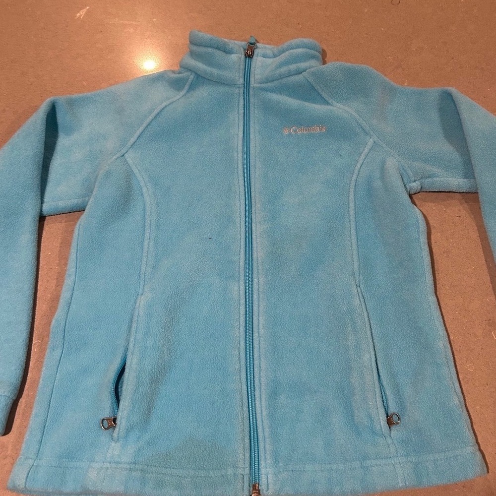 Columbia Girls Blue Fleece Full Zip‎ Jacket Size M 10/12 Outdoor Activewear